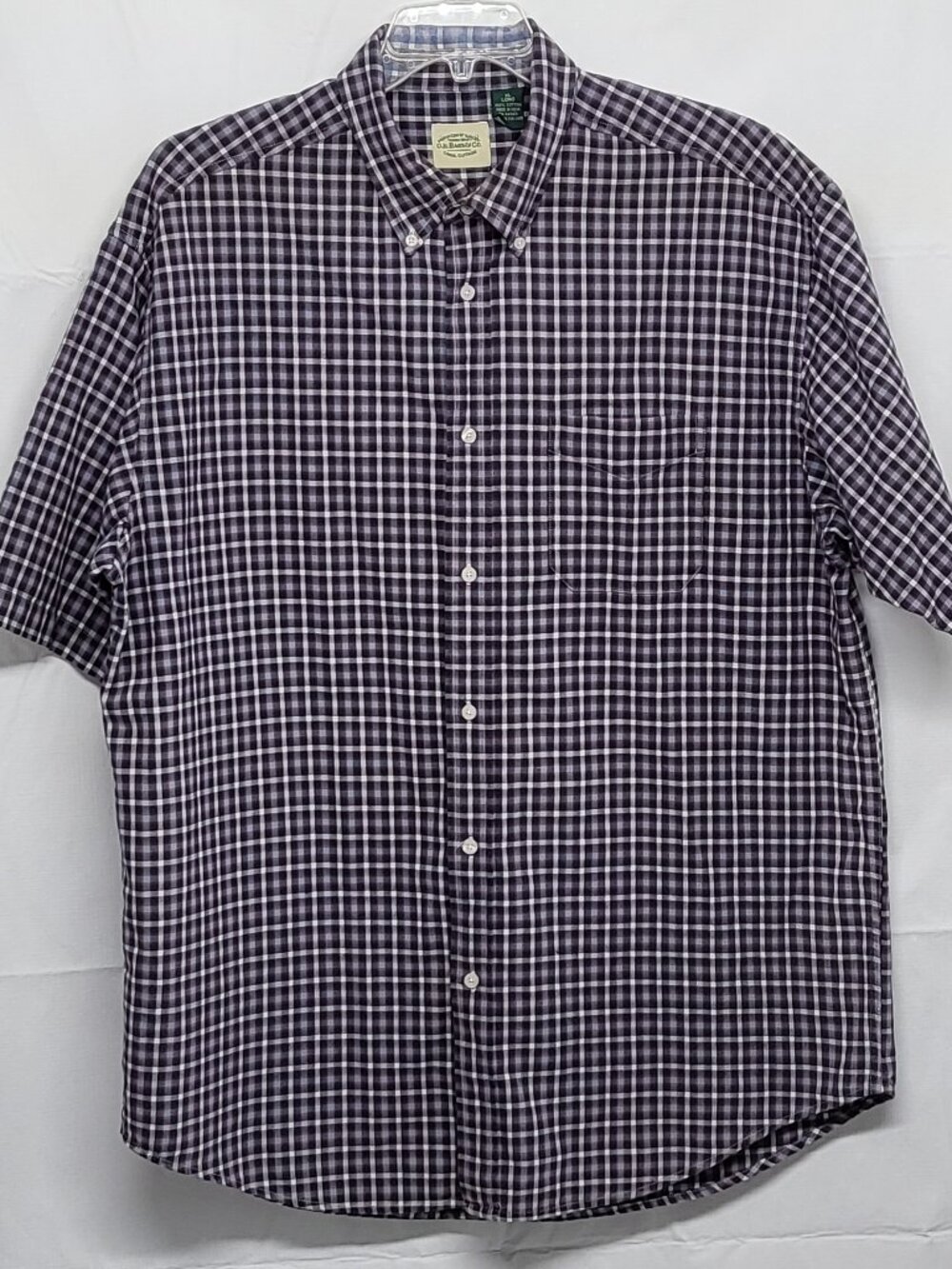 GH Bass Mens Shirt Button Down XL Long Short Sleeve Twill Pocket Check Cotton